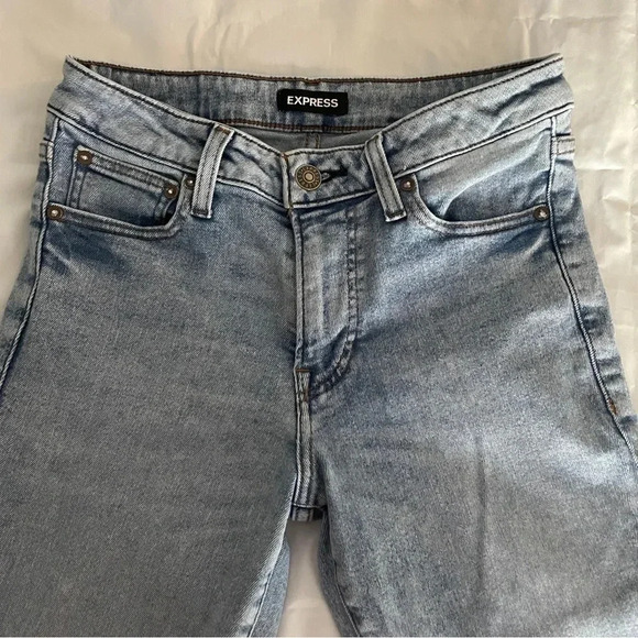 Express Men’s Denim Blue Jeans Size 29x32 Light Wash Straight Leg Stretch - Picture 4 of 9